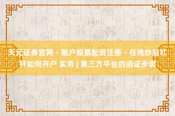 天元证券官网 - 散户股票配资注册 - 在线炒股杠杆如何开户 实务 | 第三方平台的函证步调